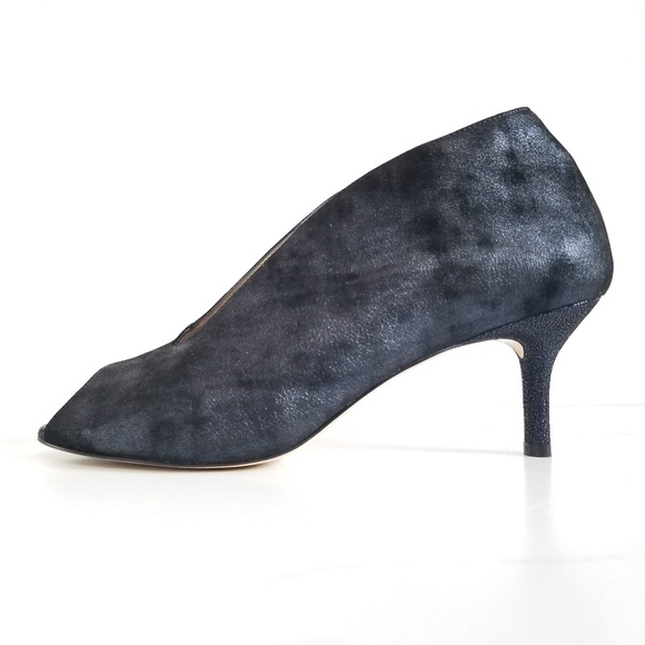 Amalfi by Rangoni Blue Black Dress Booties Heels - Picture 4 of 12